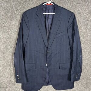 Isaia Jacket Mens 44L‎ Navy Pinstripe Wool Blazer Sport Coat Nuova Base S